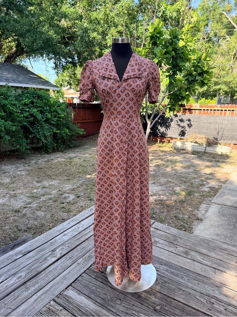 Vintage 70s Handmade Floral Prairie Maxi Dress